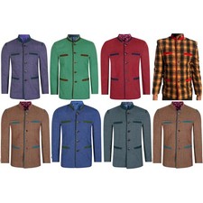 Mens Bavarian Trachten Jacket Coat Wool Traditional German Oktoberfest Outfit