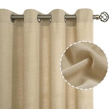 Light Filtering Linen Curtains 63 Inch 52"W x 63"L Pack of 2 Natural Tan