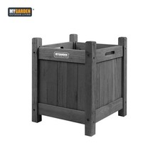 Wooden Planter Square Modern Natural Pot Flower Bed Outdoor Garden - Grey