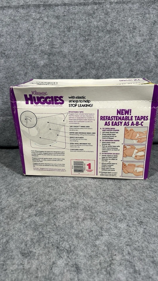 Vintage 1978 Huggies Toddler to 23 Lbs Plastic Diaper ReFastenable Sealed - Image 3 of 4