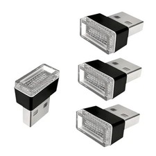 4 PCS USB LED Car Interior Atmosphere Lamp, Plug-in Auto Ambient Lighting, Blue