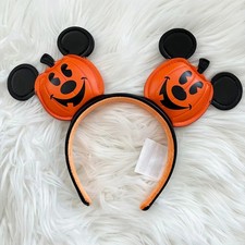 Disney Parks Halloween Minnie Ears Pumpkin Jack O' Lantern Headband Disneyland