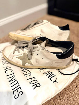 Golden Goose Superstar Leather Low Top Lace-Up Sneakers White/Gray/Black