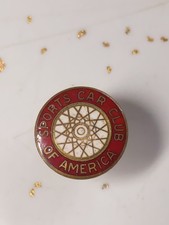 Vtg Sports Car Club Of America Scca Red Black Enamel Auto Brass Badge Pin Rare