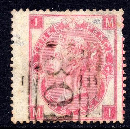 QV 1865 - 67 3d Rose SG92 Egypt B01 Wmk Emblems Plate 4 Letters MI Good Used