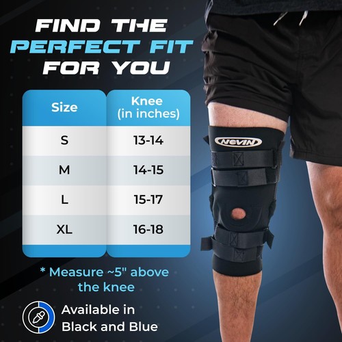 Hinged Knee Brace Meniscus Tear ACL MCL Support Blue XL Men Women - Picture 3 of 8