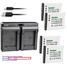 Kastar Battery Dual USB Charger for Olympus Li-70B Olympus VG-145 VG-150 Camera