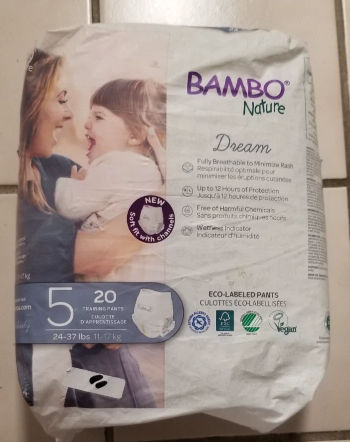 Bamboo Nature Size 5 / 20 Training Pants, 24-37lbs
Opens in a new window or tab
