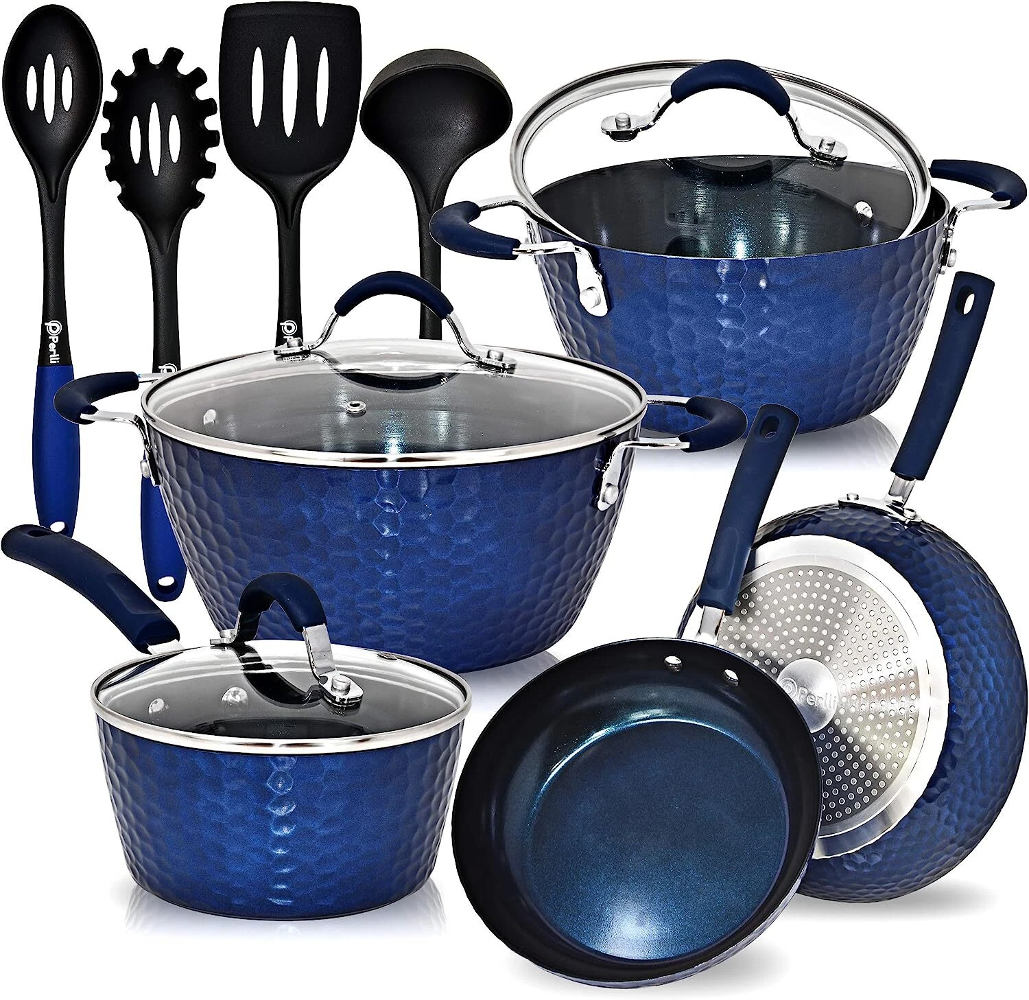 Pots and Pans 12 Piece Set, Ceramic Nonstick Induction Ready Cookware Kitchen Se
