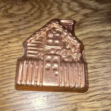 Cabin Cottage House Copper Metal Magnet, Approx.  2" Tall