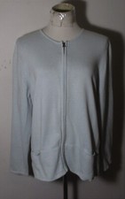 J. JILL Blue Full Zip Long Sleeve Sweater Size L
