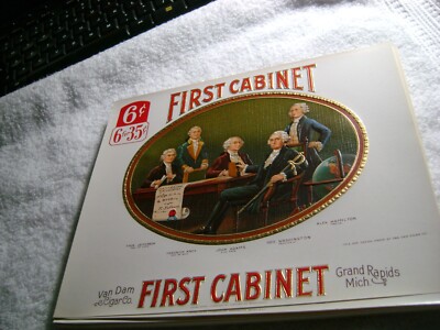 FIRST CABINET-GRAND RAPIDS,MICHIGAN-VINTAGE INNER CIGAR BOX -EMBOSSED LABEL-