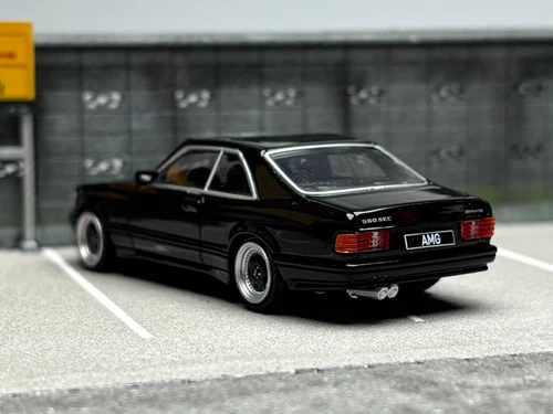 RM 1:64 Black 560 SEC AMG W126 Coupe Sports Model Diecast Metal Car - Picture 6 of 11