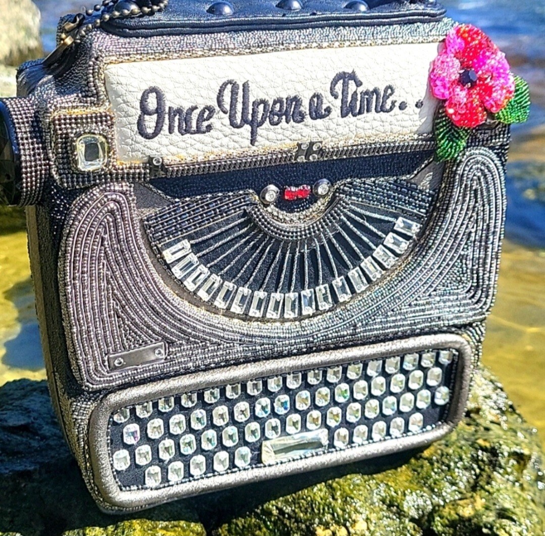 MARY FRANCES Just My Type Typewriter Black Grey Bag Handbag Purse