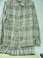 ALFRED DUNNER- 2 Pc Skirt  Jacket Suit Set--Taupe/Black Plaid --Sz 14/16 P--VTG