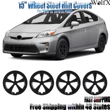 For 2010-15 TOYOTA PRIUS ABS 15" Set of 4 Hubcap Wheel Steel Rim Covers Black