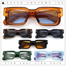 Retro Urban City Gent Hipster Thick Plastic Horn Rim Rectangle Sunglasses