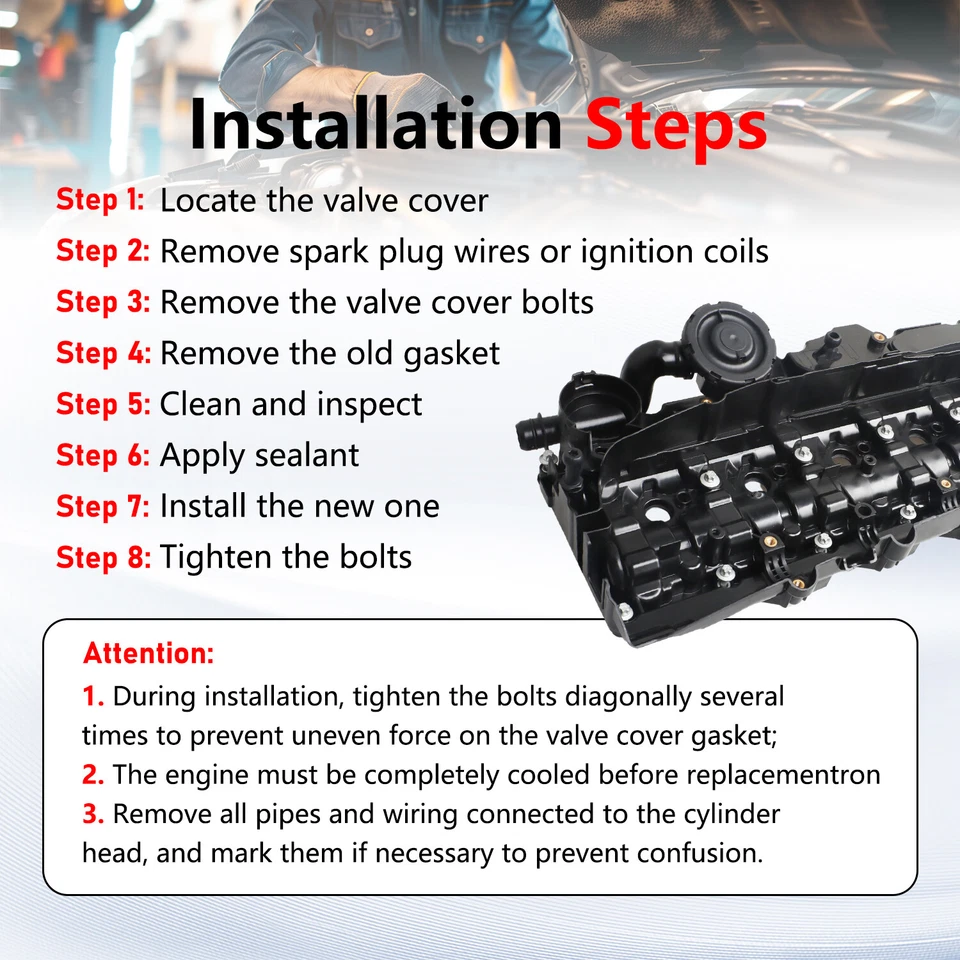 Top Engine Cover & Gasket for BMW N57 6.cyl F02 F15 F25 Diesel 3.0L 11128507607 - Image 4 of 4