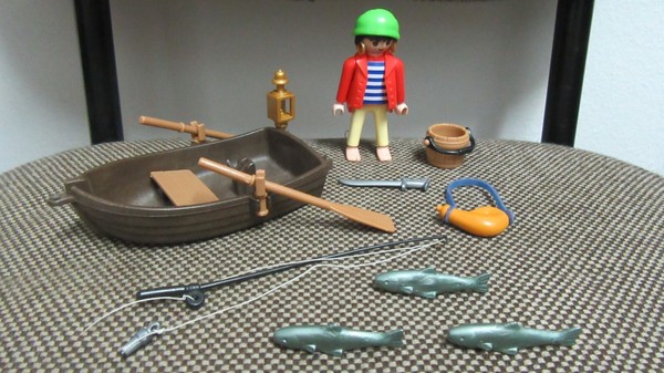 Playmobil - Piratas - Pescador con Barca Bote Remos - 3937 - (COMPLETO) R