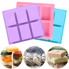 6 Cavity Upgraded Silicone Mold Rectangle Tray for DIY Handmade Soap Cake Baking