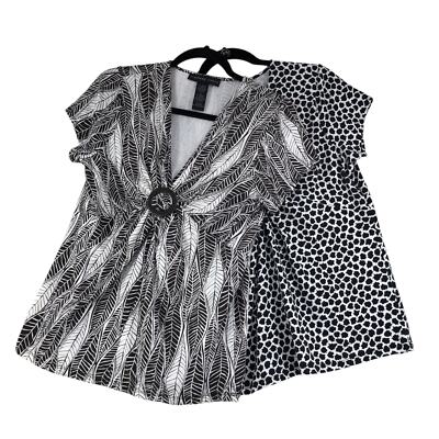 Josephine Chaus Womens Size L Lot of 2 Tops Knot Front Stretch V Neck Blouse 