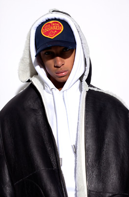 DSQUARED2 Navy Love Twins Heart Patch Cap Baseball Cap Hat Baseball Cap Hat