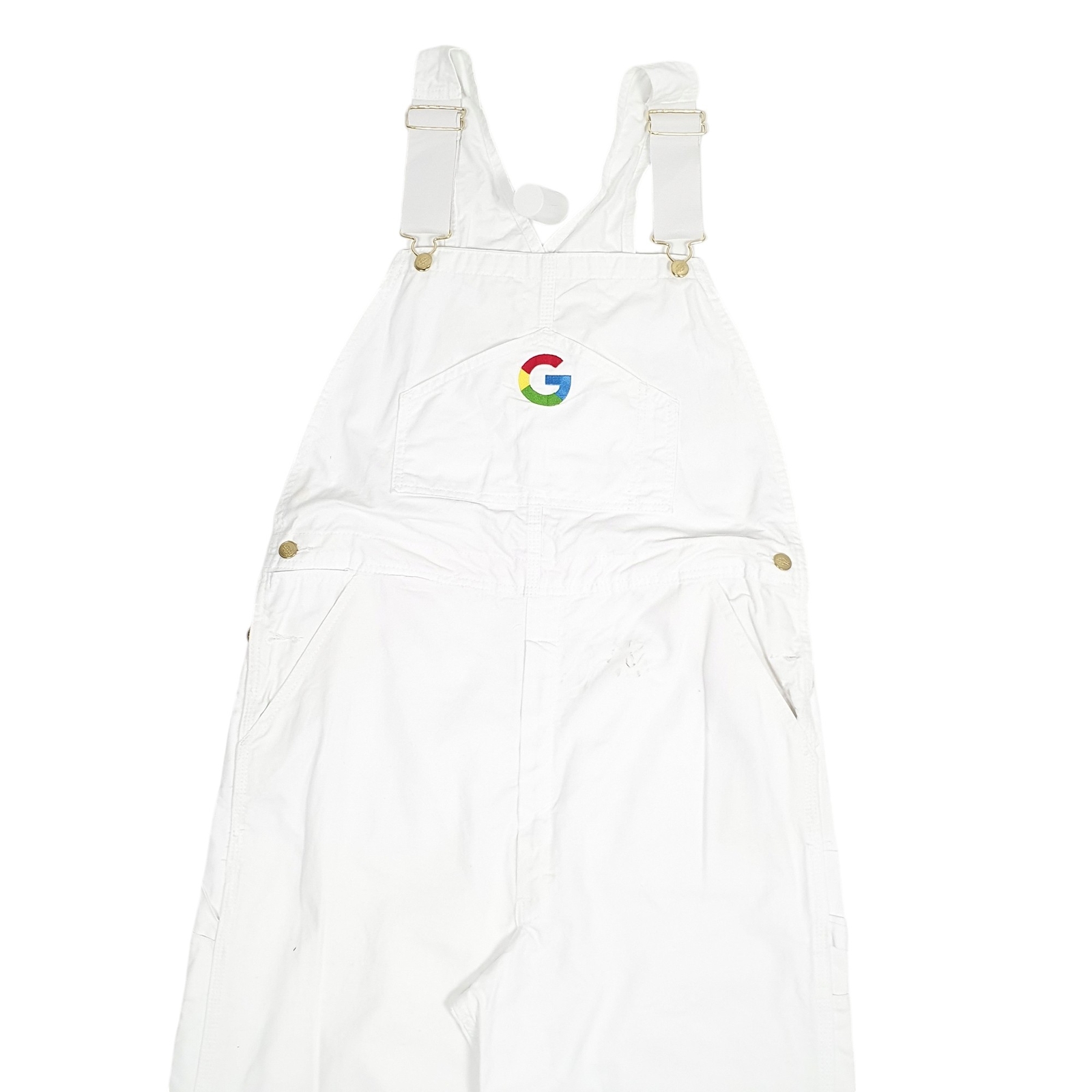 DICKIES Painters Denim Overalls Bib Google Dungaree Trousers White  W34 L32 image 2
