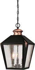 6339100 Valley Forge Three-Light Outdoor Pendant, Matte Black Finish with Washed