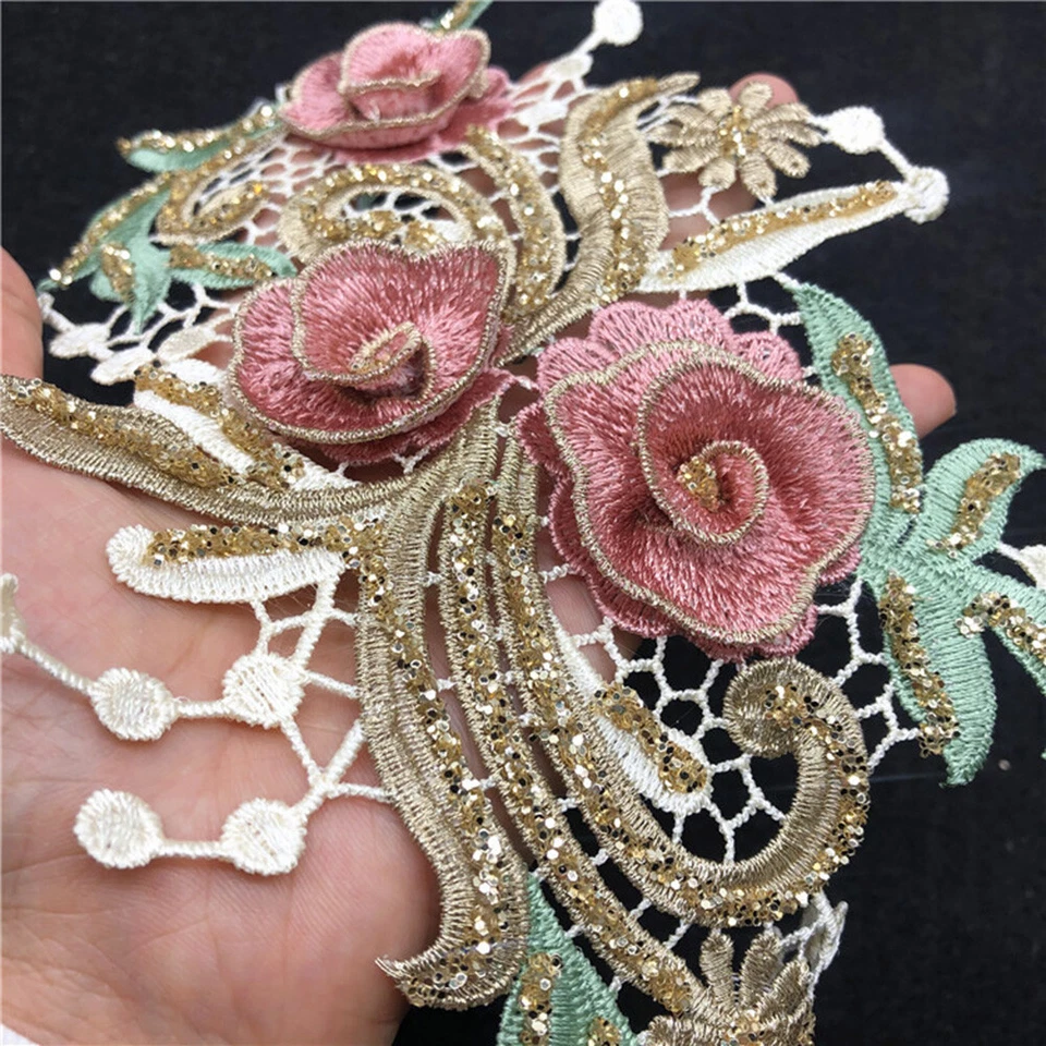 1Pair 3D Flower Embroidery Patches Sew on Applique for Dress Clothes Accessories - Image 4 of 4