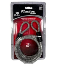 Master Lock 65D Braided Steel Looped End Security Cable Self Coiling 6 Ft