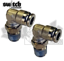 Numatics PTC Male 90 Degree Swivel Connector Fitting 1/4  NPT Male to 1/8 Pair