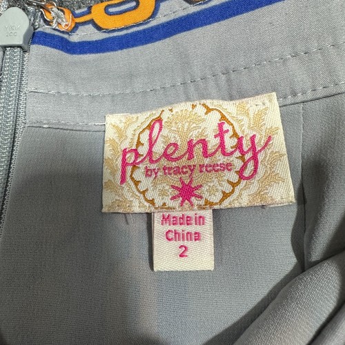 Plenty by Tracy Reese Skirt Womens 2 Pencil Gray Cotton Orange Print Back Zip Ve - Picture 5 of 9