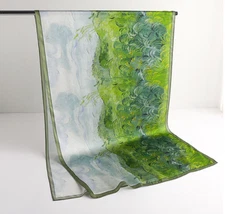 100% Silk Scarf Women neckerchief Shawl Wrap floral green blue yellow soft ZT356