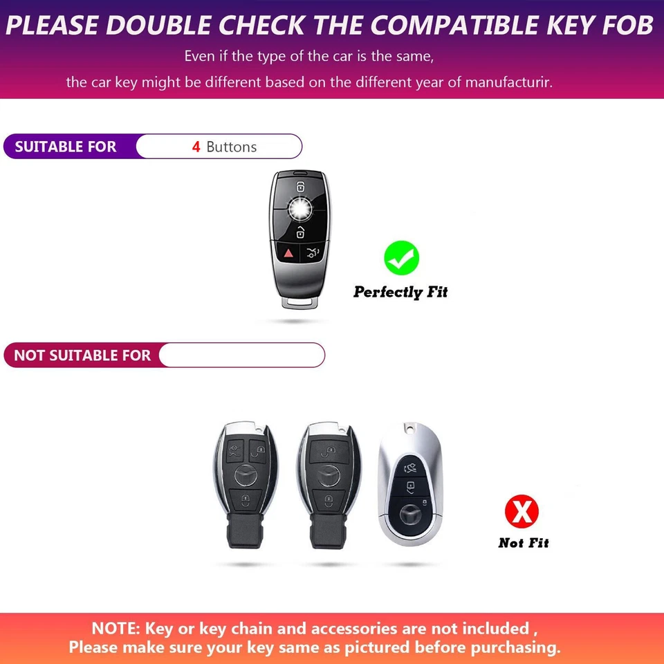 4 Button Remote FOB Car Key Case Cover Black For Mercedes-Benz A B C E S G Class - Imagem 2 de 3