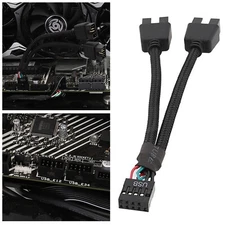 1xMotherboard USB2.0 9pin Header 1 to 2 Extension Hub Splitter Adapter Converter