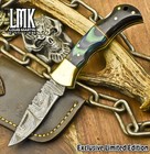 LMK Handmade Twist Damascus Folding Knife Hard Wood Back Lock Hunting Unique