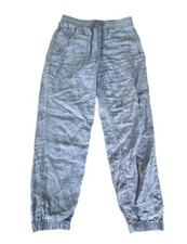 Athleta Retreat Linen Joggers Women Size 6 Blue Pull On Drawstring