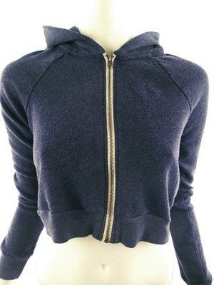 ABERCROMBIE KIDS Damen Reißverschluss-Sweatshirt Gr. XL Marineblau Baumwolle