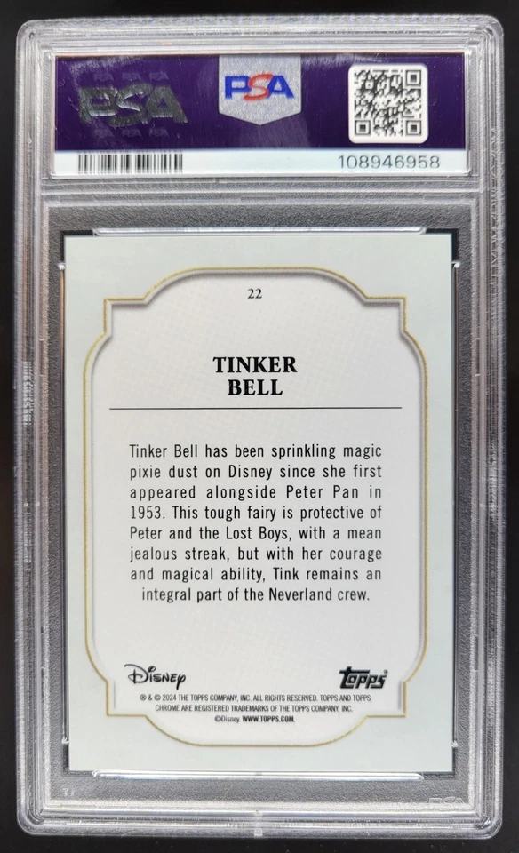 2024 Topps Chrome Disney Tinker Bell Gold Refractor /50 #22 PSA 10 LR - Image 2 of 2