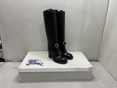 Burberry Stirrup Leather Knee-High Boots Women's US 6.5, Black