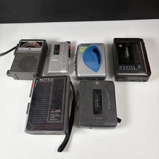 Vintage Cassette Player Radio Lot of 6 w/ Sony Walkman More Parts Repair