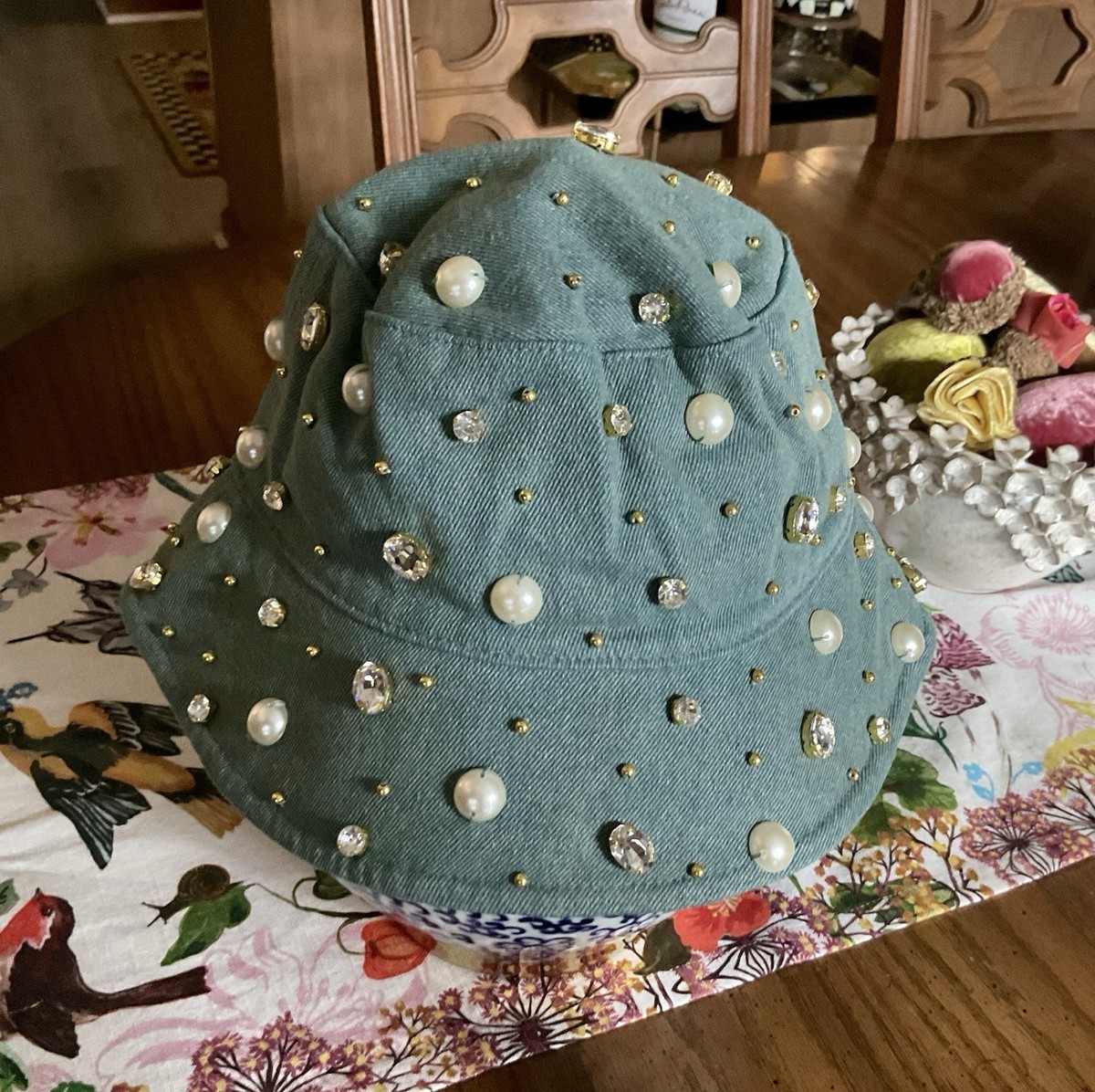 Lele‎ Sadoughi Embellished Bucket Hat (one size) LELE SADOUGHI EMBELLISHED BUCKET HAT~ NWOT BEAUTIFUL | eBay main image 3