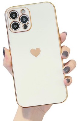 iPhone 13 Pro Soft Case White Gold Hearts Cute Glam Luxury Love