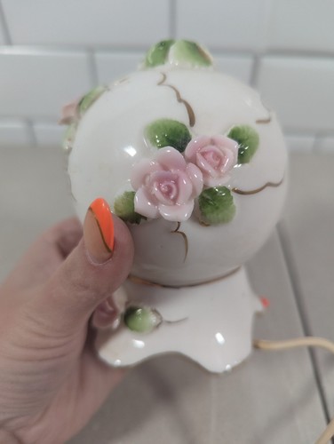 Vintage Porzellan I.W. Reis Parfum Lampe Nachtlicht 1940/50er Jahre Japan Rosen Kugel - Bild 6 von 15