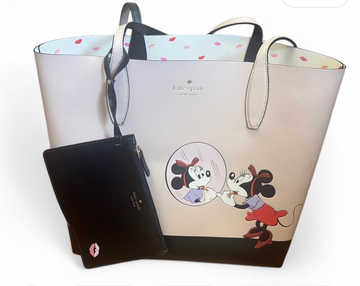 kate spade new york Disney Minnie Mouse Leather Tote Bag Large - Black