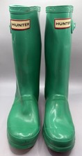 Hunter Original Kids Gloss Green Boots Size 4G/3B W23991