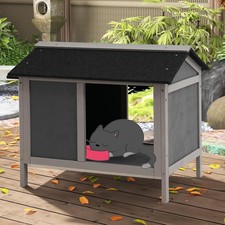Waterproof Cat House Outdoor Feeding Station Insulated Feral Feeding Station