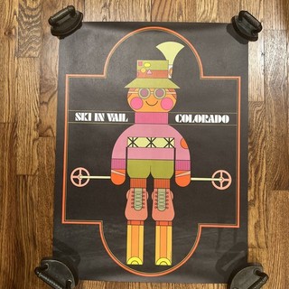 Original 1960’s Ski Poster for Vail Colorado Travel excellent litho NOS