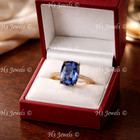 14k  Yellow gold Natural Diamond & Cushion shape AAA Tanzanite ring 5.00 ct — photo 6