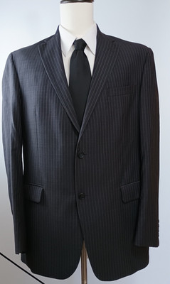 Austin Reed Signature Mens 44L Jacket 36x32 Pants Charcoal Wool Suit 2pc